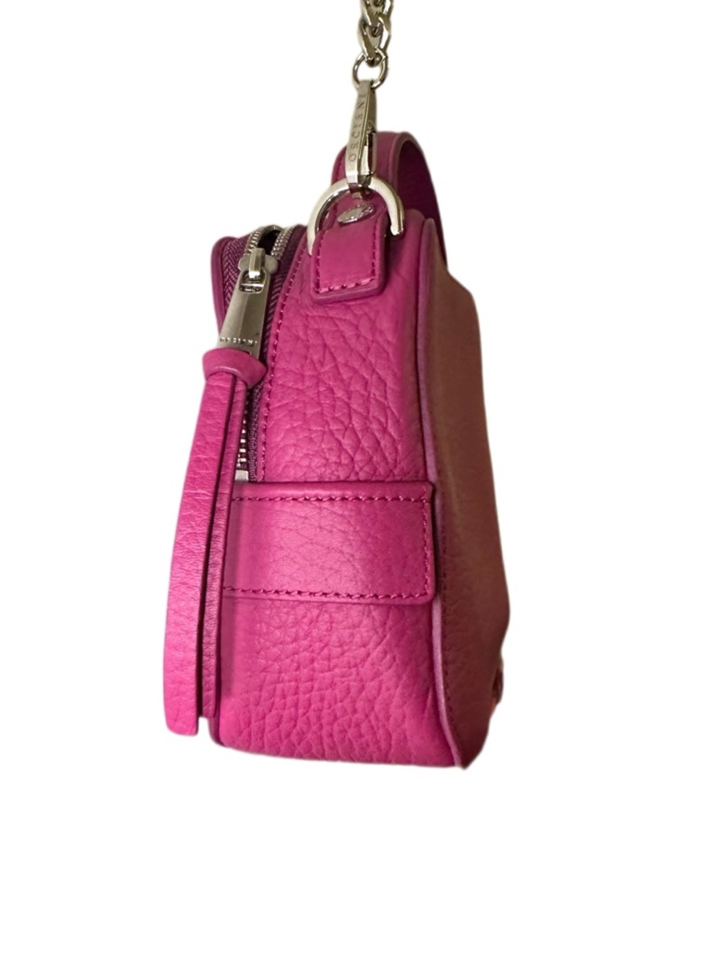 Orciani Magenta Leather Crossbody Bag with Chain Strap - Picture 5 of 8